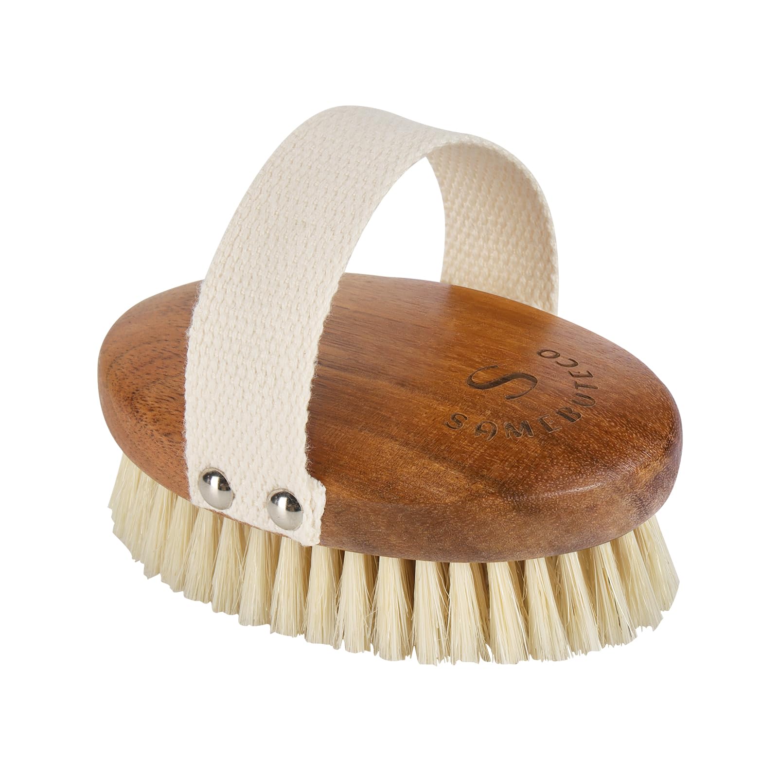 SAMEBUTECOBody Brush Solid Acacia Wood Boar Bristles Bath Brush for Skin Exfoliation,Lymphatic Drainage Improvement Oval Shape Dry Brush Comfort to Hold Works