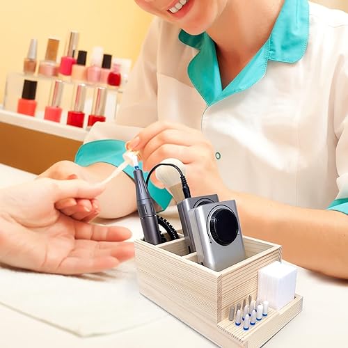 Miniatura 6 de Brocas de madera para taladro de uñas, soporte de madera para práctica de uñas en el hogar, contenedor de caja de exhibición de bricolaje duradero