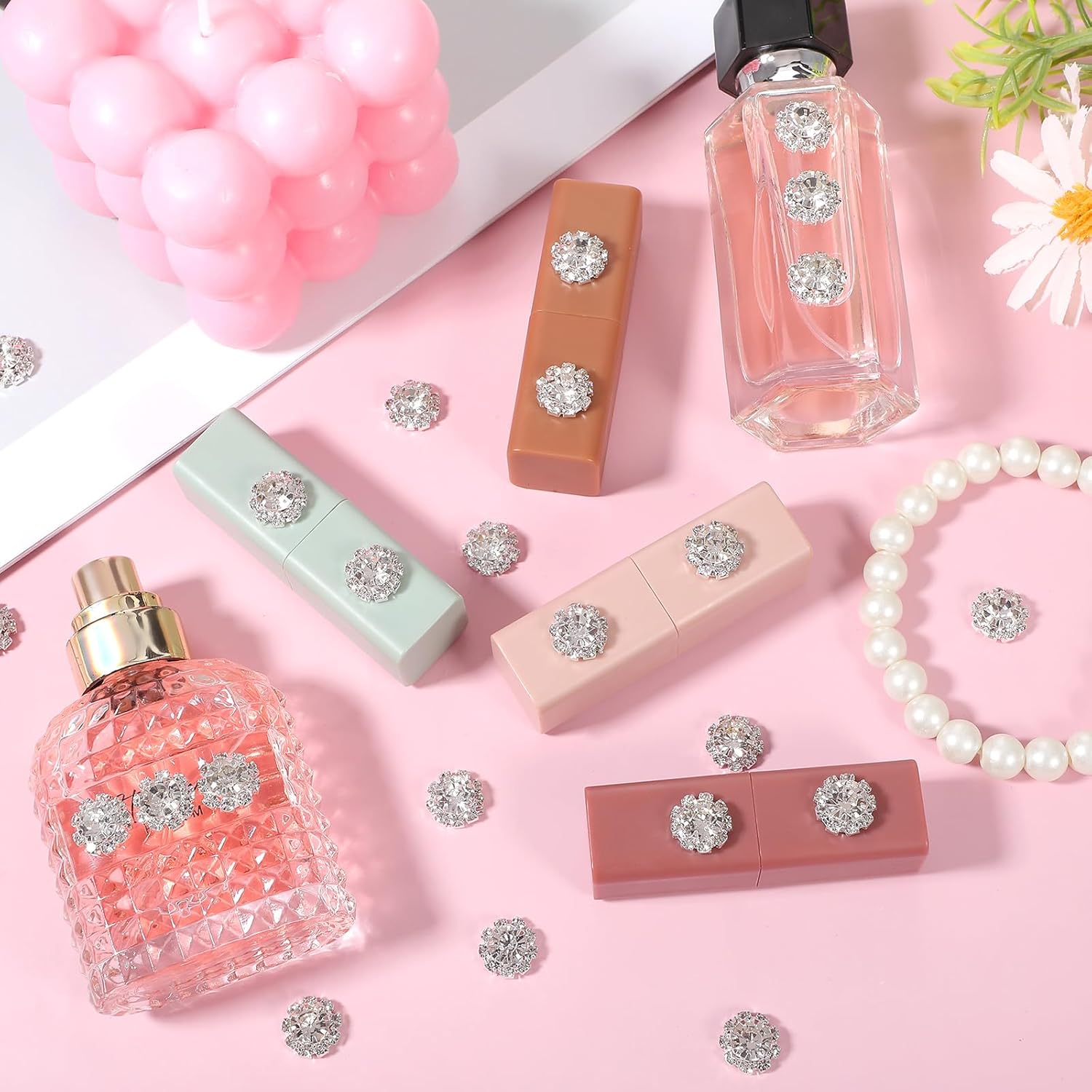 30Pcs Rhinestone Embellishments Flatback Buttons 12mm Sew on Rhinestones Gems Button Crystal Flower Flatback Silver Rhinestone Glass Buttons for DIY Jewelry Bridal Bouquets Clothing Shoes - Image 3