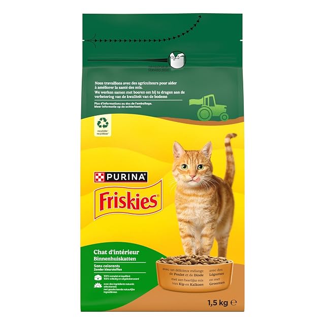 Foto 2 de 7 de FRISKIES Gato de Interior con Pollo y Verduras - 1,5 kg - Croquetas para Gatos Adultos