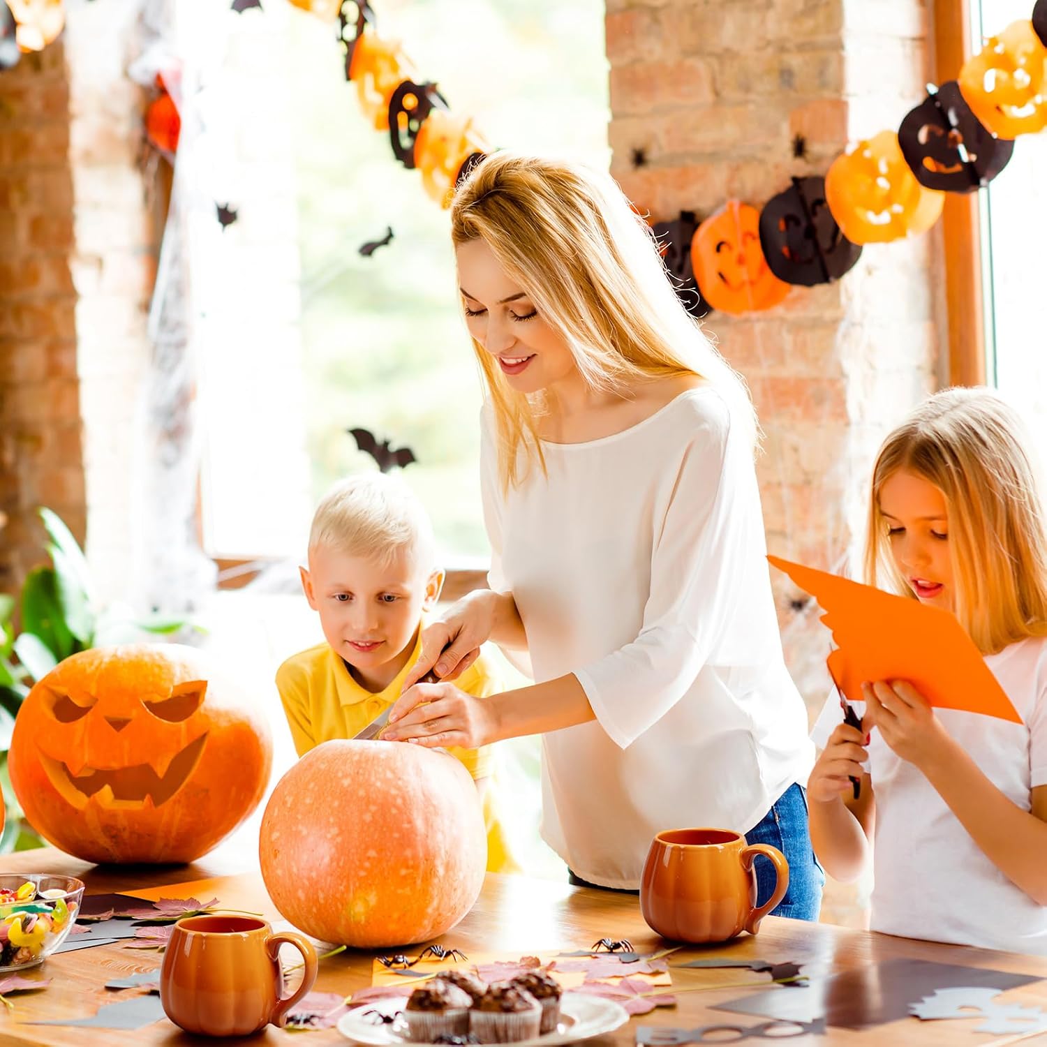 6 Pcs 14 oz Pumpkin Mug Ceramic Coffee Mug Fall Halloween Thanksgiving Autumn Pumpkin Shape Cup with Handle for Halloween Party Decoration