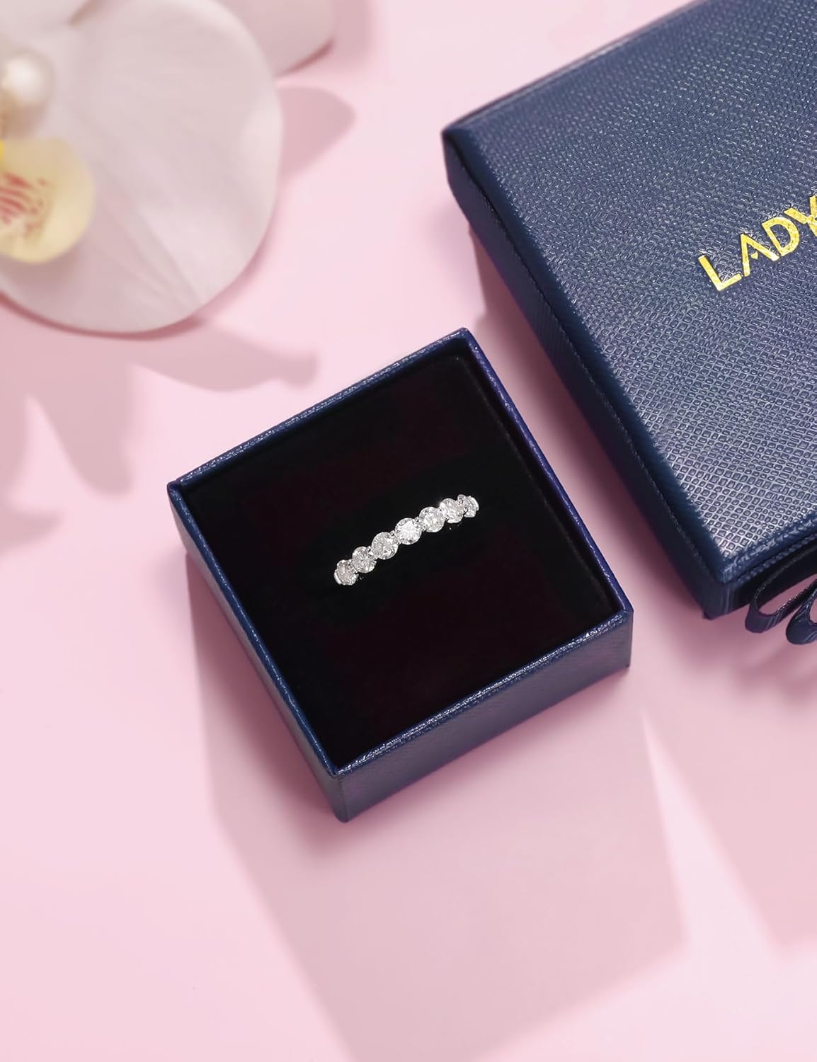 Ladylike 7 Stone Moissanite Wedding Band 925 Sterling Silver Half Eternity Ring for Women 1.4cttw Round Cut D Color VVS1 Clarity Anniversary Promise Band Size 4-11 - Image 9