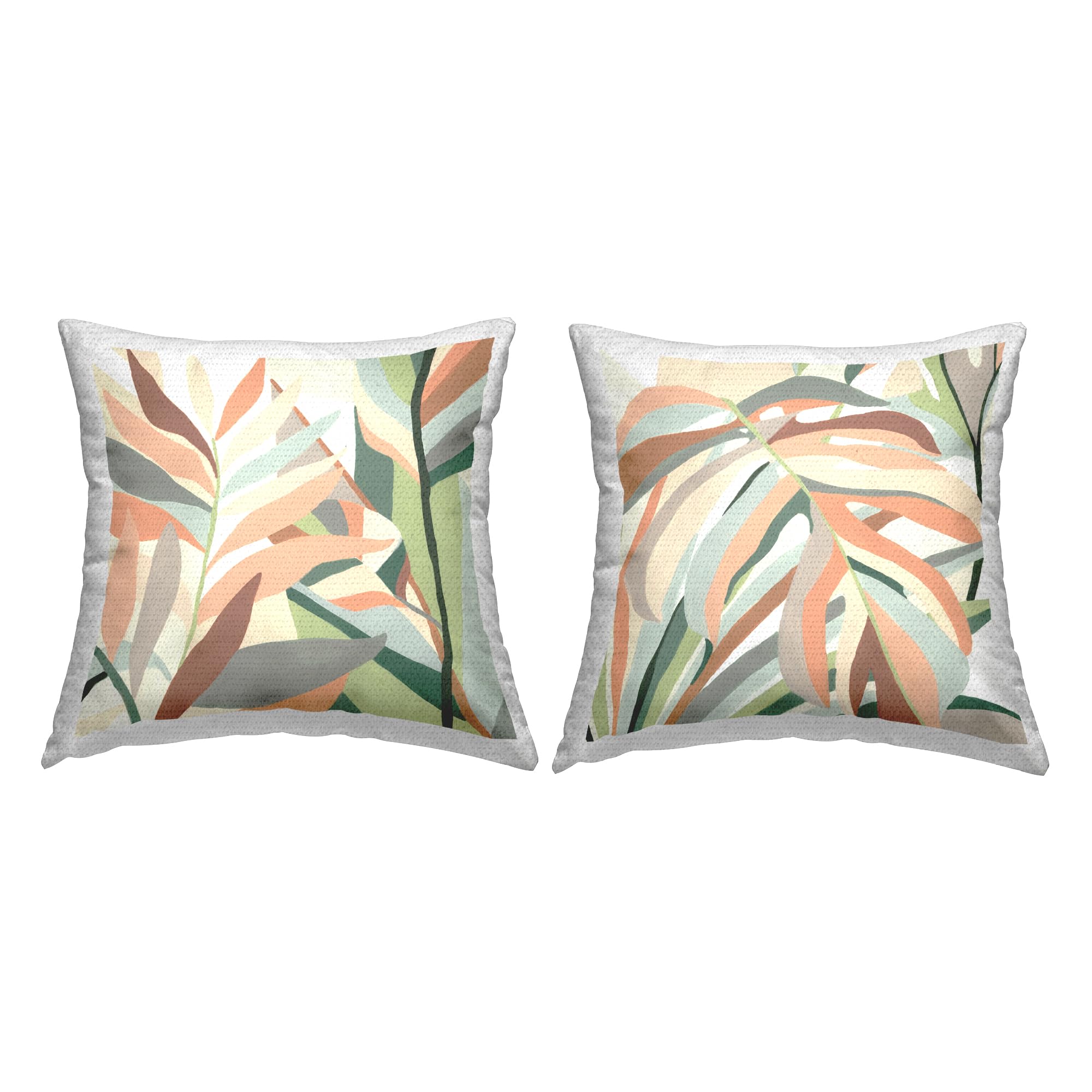 Stupell Industries Contemporary Botanical Plant Leaves Outdoor Pillow Design by June Erica Vess (Set of 2)