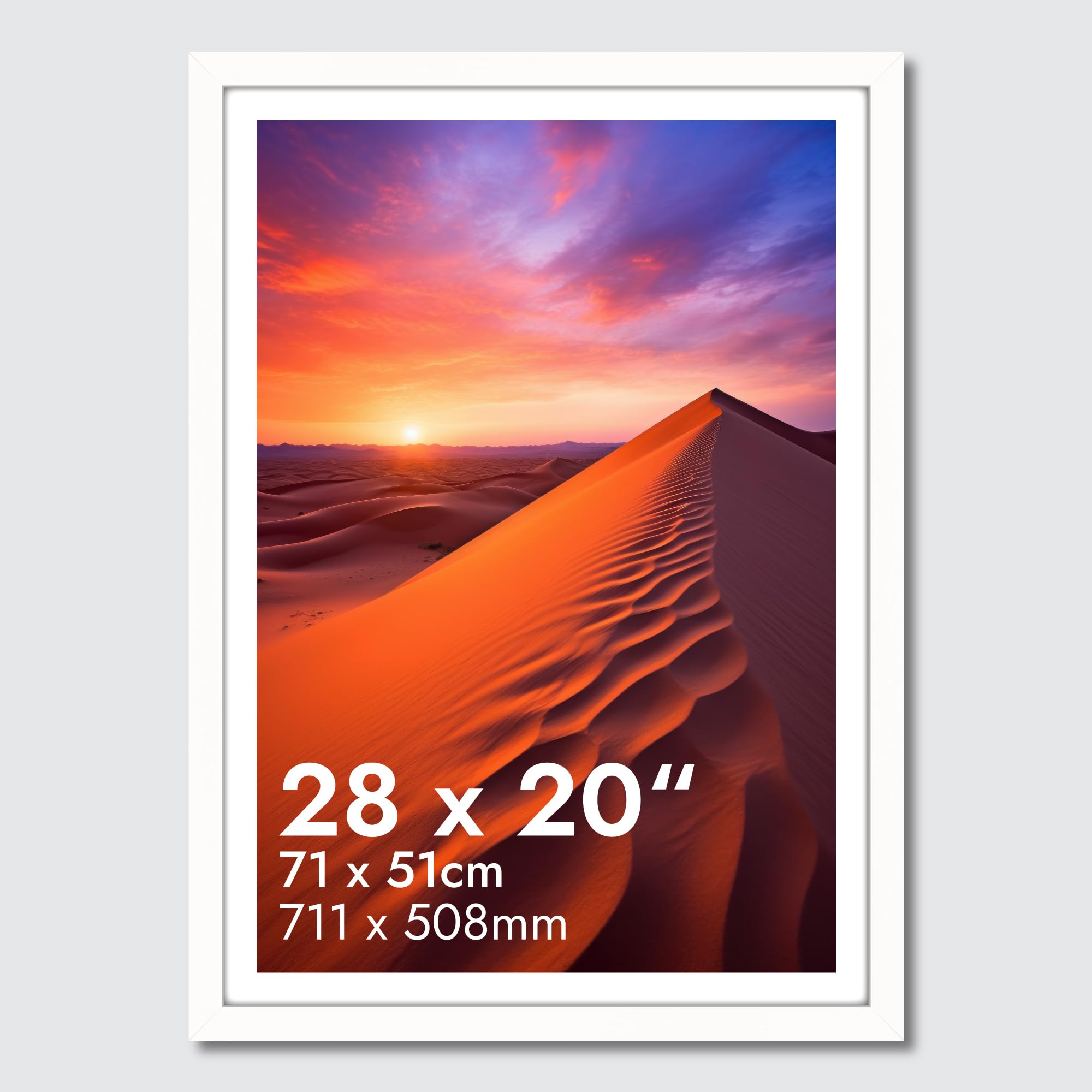 HNK White Photo Frames 28x20 Inches Engineered Wood and Plexiglass, Photo Frame 71x51cm Dual Orientation Landscape or Portrait, Picture Frame 20x28 Wall Hanging Display Photos for Home, Office — image 1