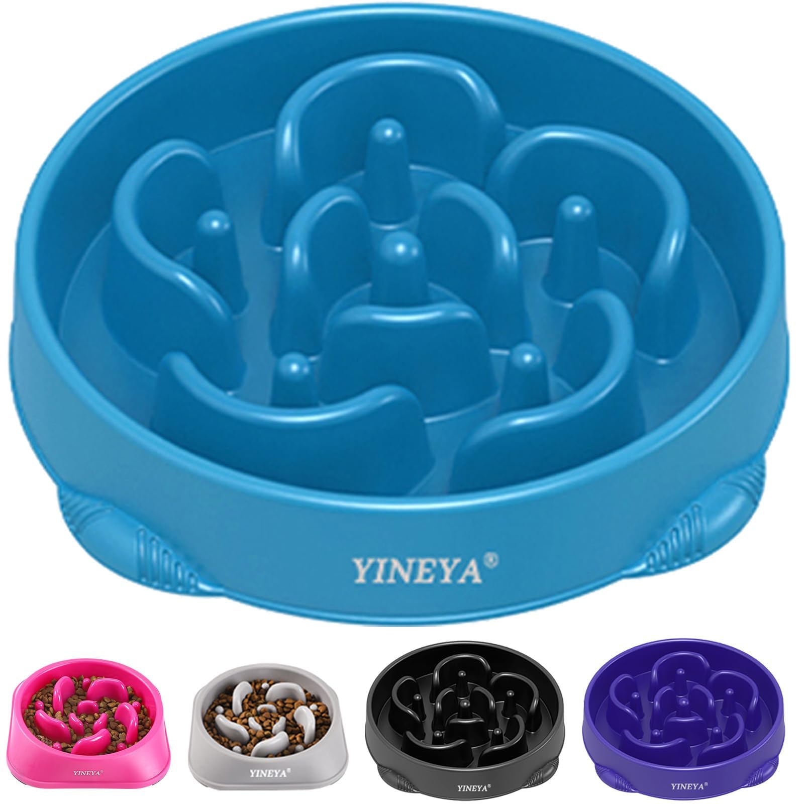 YINEYA4 Cups Slow Feeder Dog Bowls Large Breed, Anti-Choking Pet Supplies, Maze Dog Food Bowl, Puzzle FeederThat Slow Down Eating