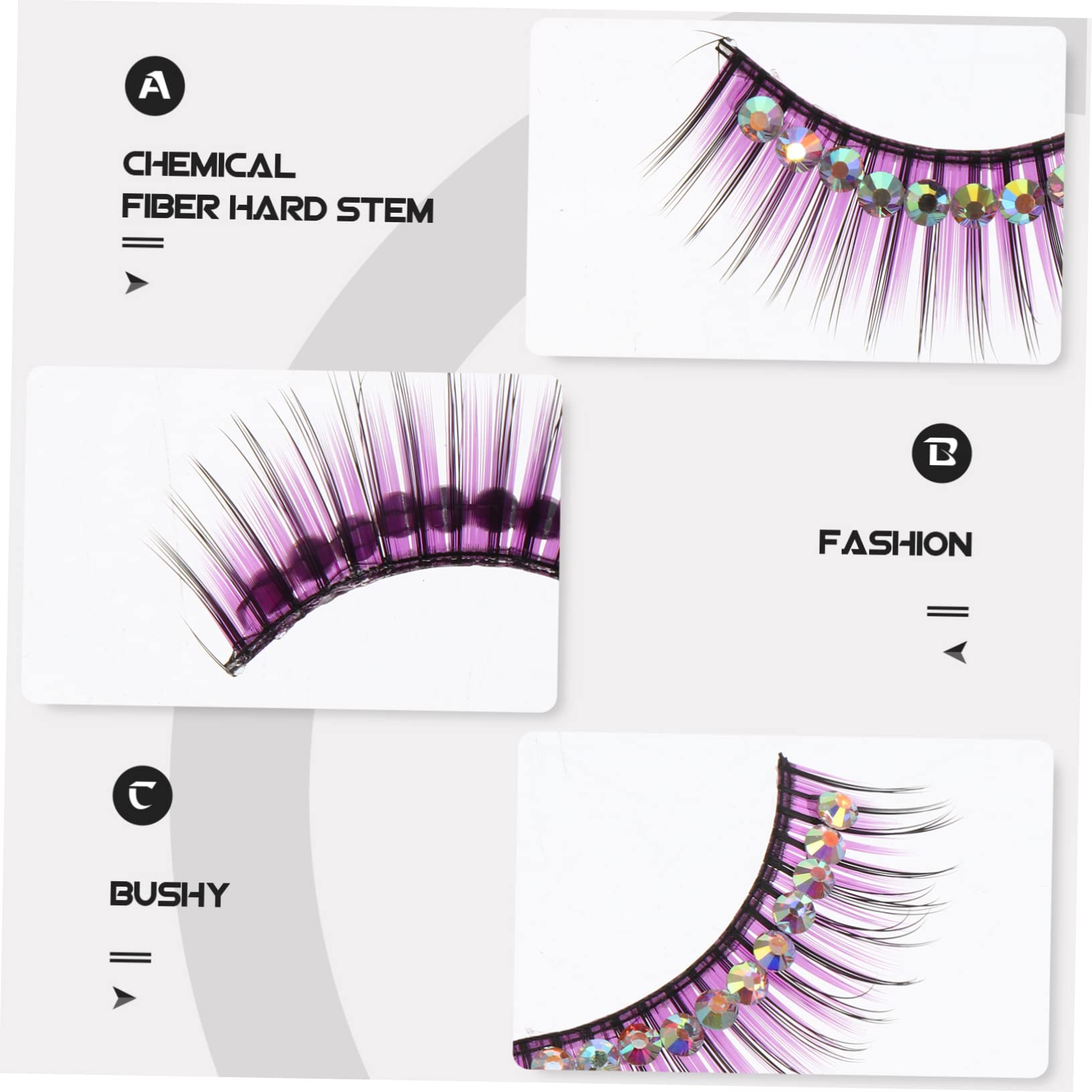 Healeved 25paia Ciglia Falsi Con Diamanti Per Danza Latina Ciglia Esagerate e Colorate Per Spettacoli e Cosplay Leggere e Confortevoli Design Curvo e Facile Da Rimuovere
