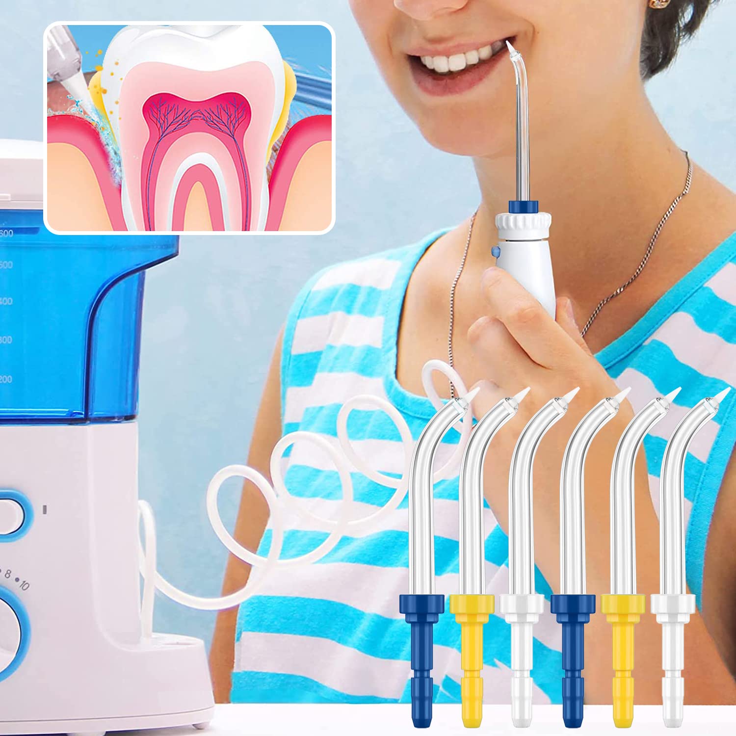 Puntas de repuesto para irrigadores periodontales Waterpik, puntas de repuesto para irrigadores bucales Waterpik (como WP-100) y otras marcas de irrigadores orales (6 puntas periodontales)