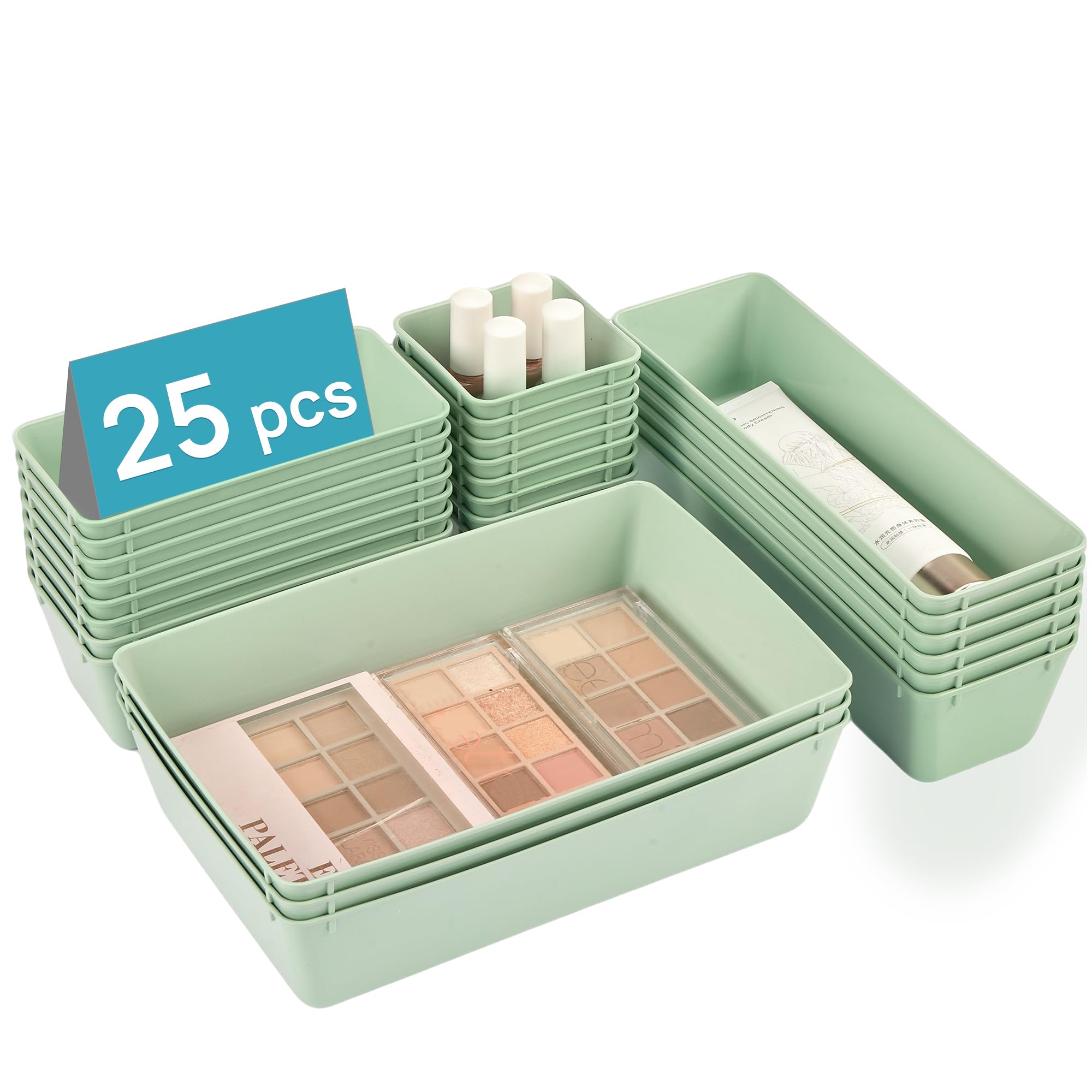 Vtopmart 25 Pack Plastic Drawer Organizers with Anti-slip Rubber Pads