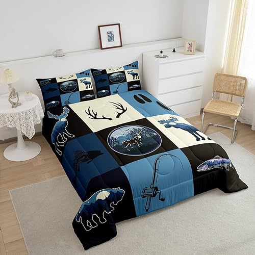 Miniatura 3 de Castle Fairy Lodge - Juego de edredón de cabaña, ciervo salvaje, alce, silueta de animal, para niños, adolescentes y adultos, juego de ropa de cama