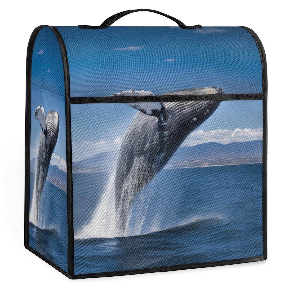 Coffee Maker Cover Whale Ocean Kitchen Appliance Covers Small Appliance Covers Blender Cover Juicer Cover Dust Covers for Kitchen Appliances with Top Handle and Pockets,Washable,B873