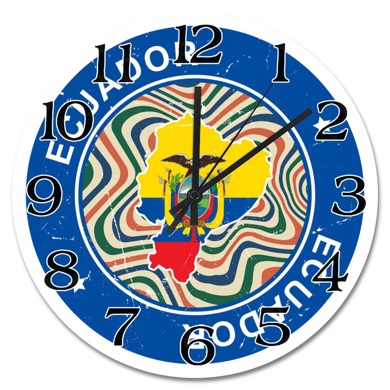 Horloge murale en bois Équateur 38 cm déco vintage rétro colorée