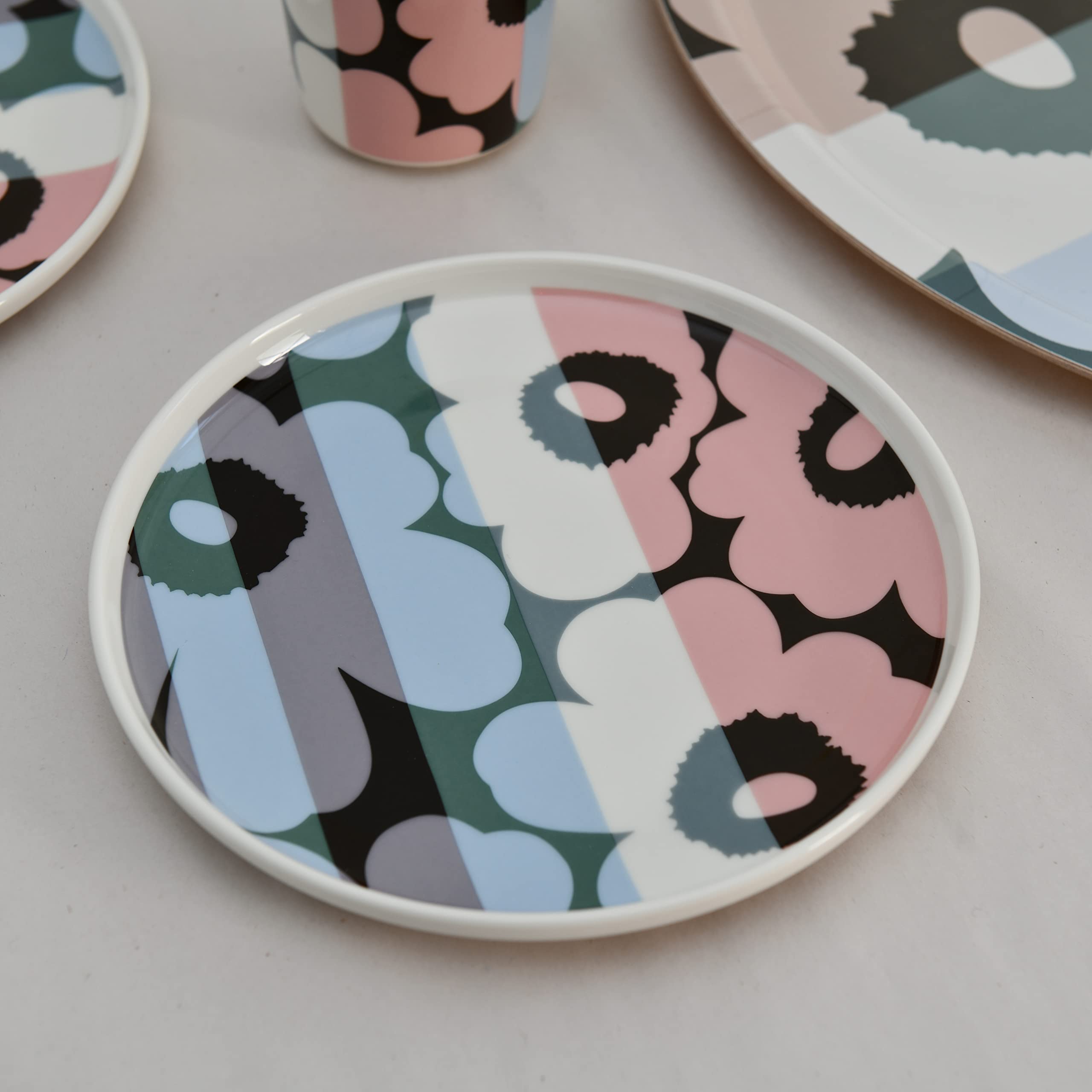 Amazon.co.jp: marimekko Unikko Ralli プレート 20cm ホワイト×ライト