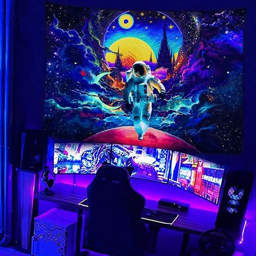 Miniatura 3 de Tapiz de astronauta espacial, galaxia, universo, planeta, para dormitorio, genial universo trippy, decoración de pared para colgar en la pared,