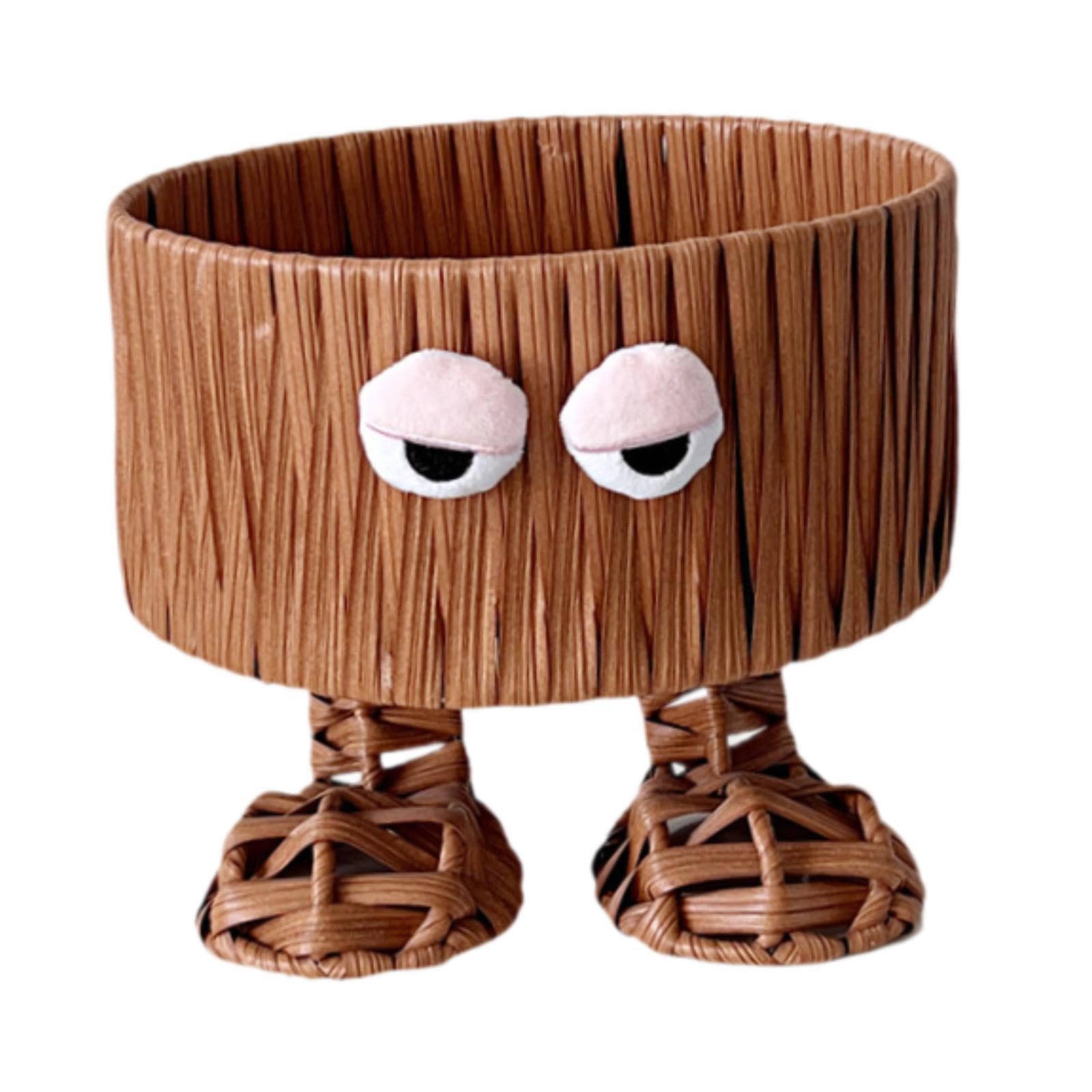 KiBcsLic Storage Basket Snacks Pastry Display Basket Multifunctional Storage Organizer Imitation Rattan for Desktop Party Breakfast, C