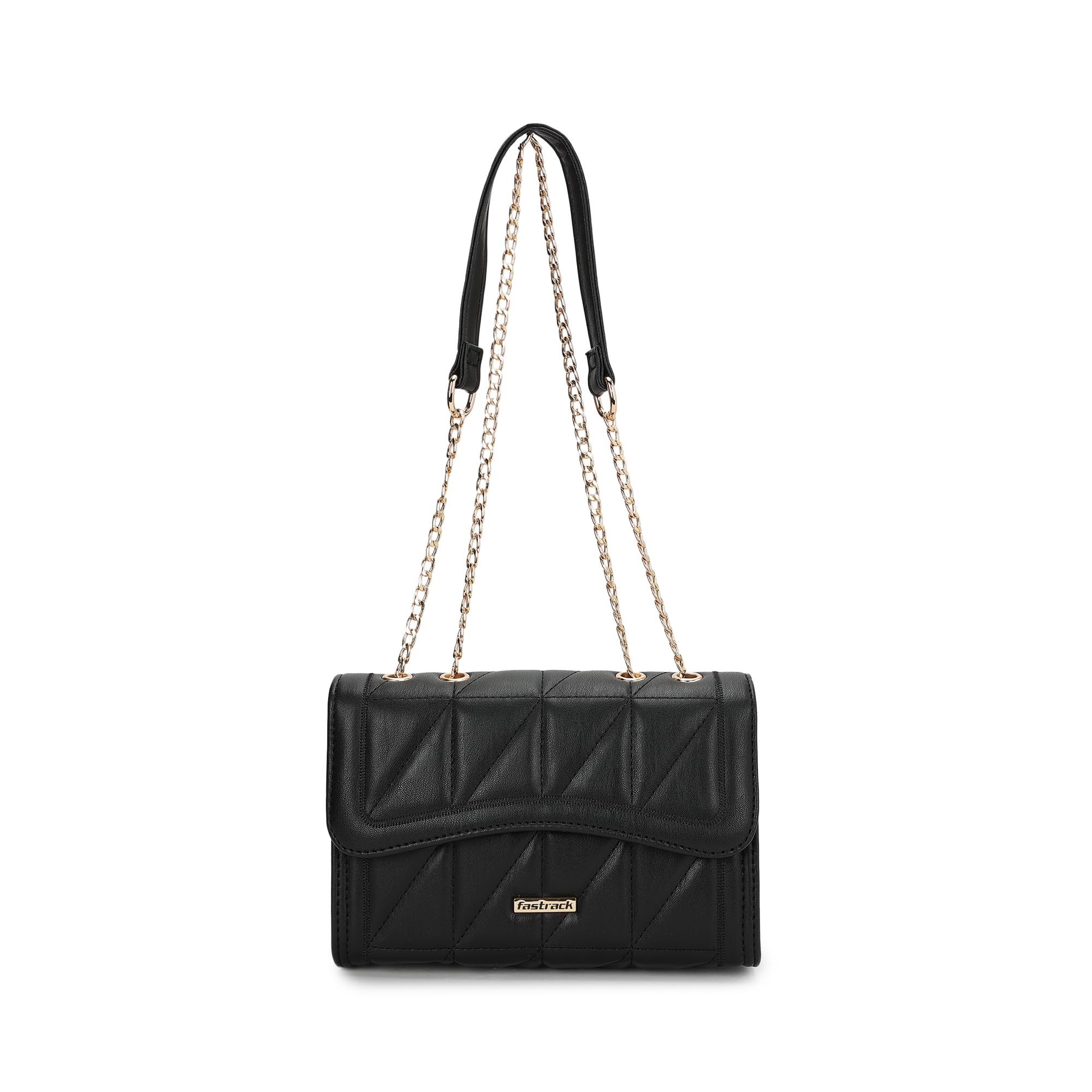Women Quilted Sling Bag with Chain Strap | Magnetic Flap Closure, Inner Zip Pocket and Spacious Interior | Stylish Everyday Bag | Sling for Casual Carry, Black-image-47