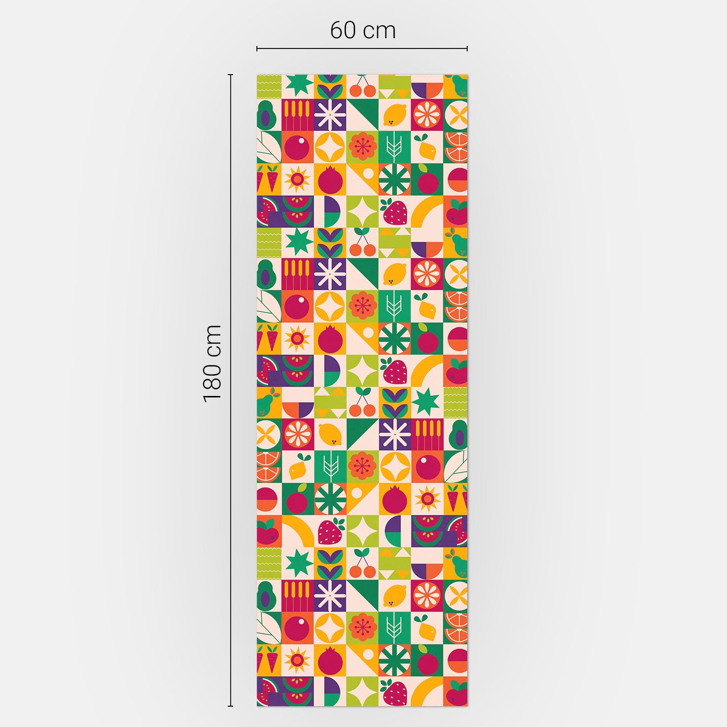 Klebefolie für den Kühlschrank 60x180 cm für Küche Kühlschrankfolie Matt Dekoration in vielen Designs Schutz vor Beschädigungen Selbstklebend Dekorfolie - Buntes Muster mit Früchten