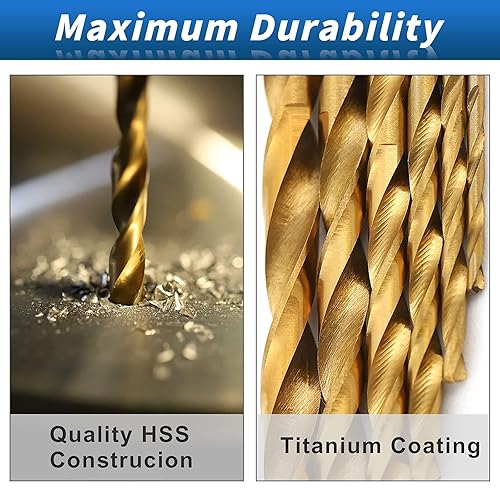 Vista 12 de COMOWARE Juego de 230 brocas para madera y metal – Juego de brocas de titanio para madera, metal, plástico, aleación de aluminio con estuche