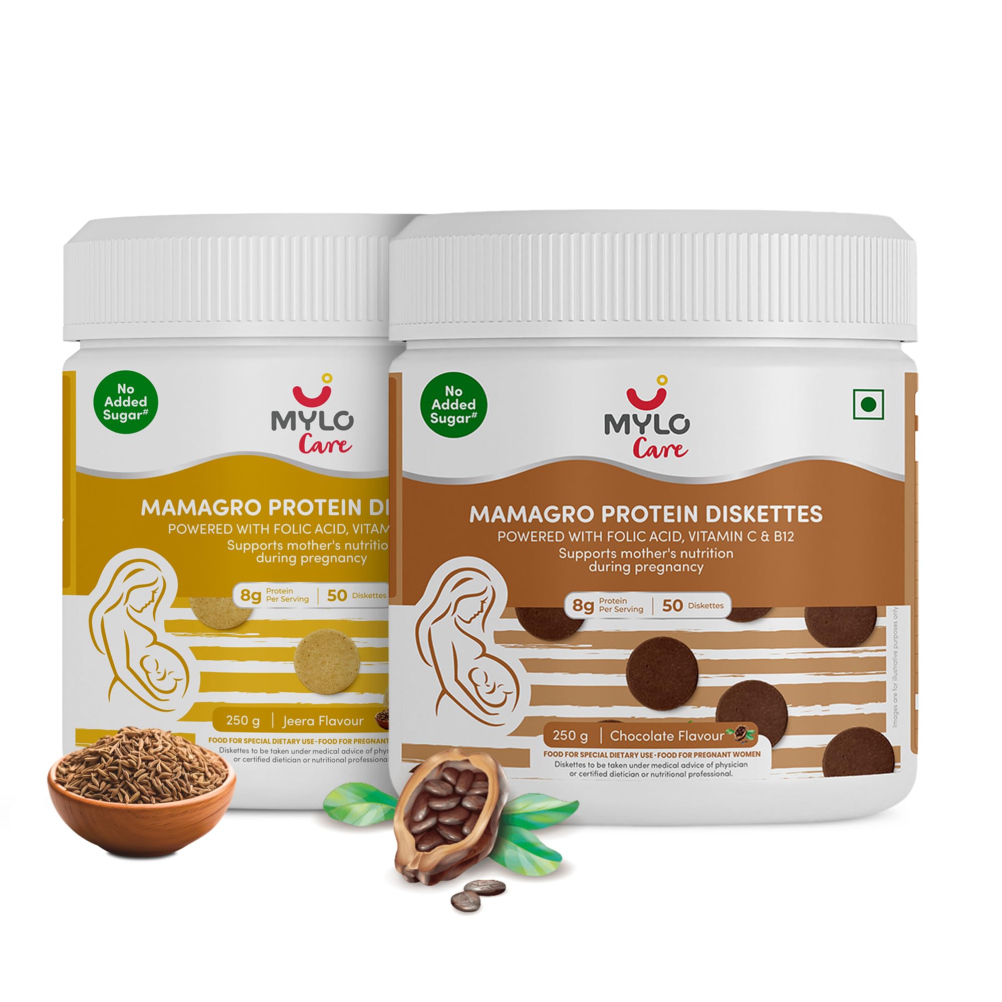 Mylo Care MamaGro Protein Diskettes | High Protein Snack for Pregnant Women | Supports Baby Growth, Placenta Development & Daily Nutrition | 250g (250 g (Pack of 3), Vanilla & Jeera & Chocolate) — Amazon image 12