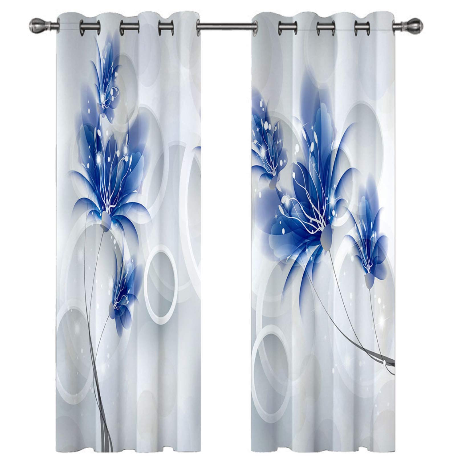 ZJZWLW Tende Oscuranti per Interni, Termica Isolante 2 Pannelli, Ideale per Soggiorno E per Camera da Letto, Tende A Finestra con 3D Stampa di Alce Fiore d'oro con Occhielli,200X214Cm