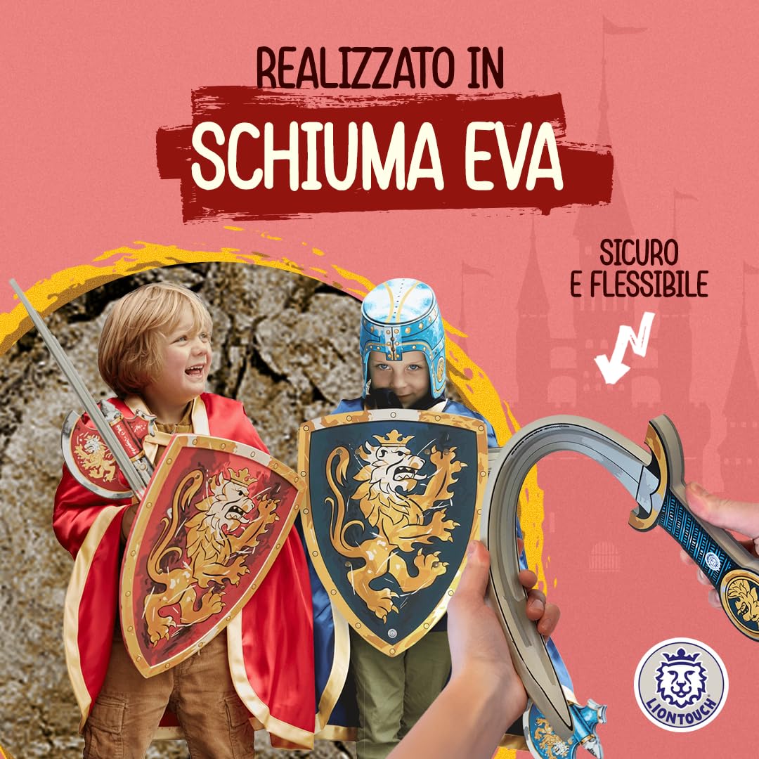 Liontouch - Spade Scudi ASCE da Cavaliere in Gommapiuma, Blu e Rosso | Set per Battaglie per Bambini, 3-8 Anni | Armi Medievali Giocattolo Sicure | Gioco di Ruolo |Travestimenti e Costumi per Bambini
