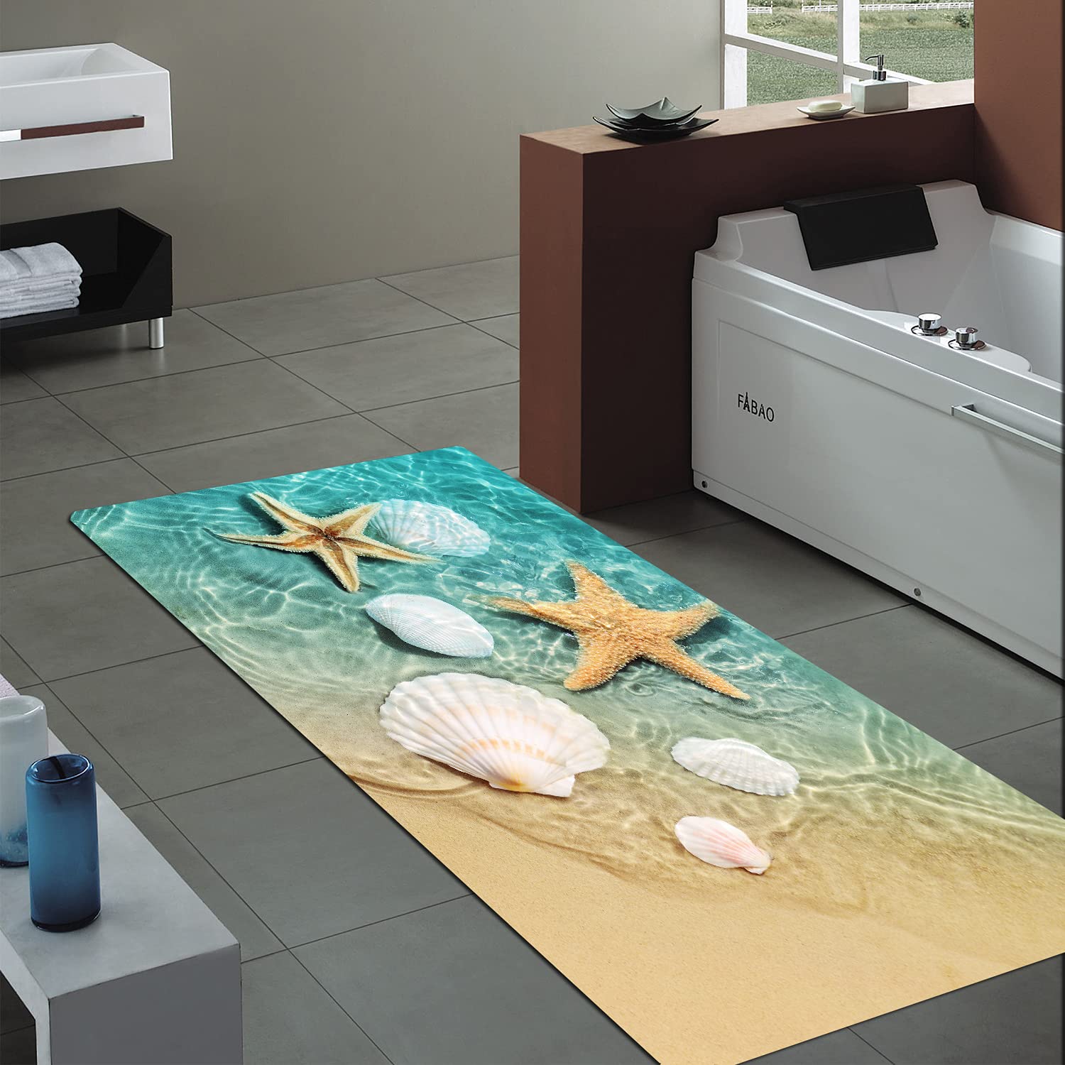 WODEJIA Bathroom Anti-Slip Foam Carpet,Durable Flannel Mat 3D Print Rug for Living Room, Absorbent Water Clearance MatS for Forlaundry Room and