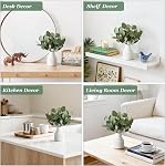 Dahey Artificial Eucalyptus Stems in Small Ceramic Vase Centerpiece Table Decorations Modern Farmhouse Decor Fake Eucalyptus Plants with Vase for Bathroom Kitchen Shelf Living Room Home Decor, White