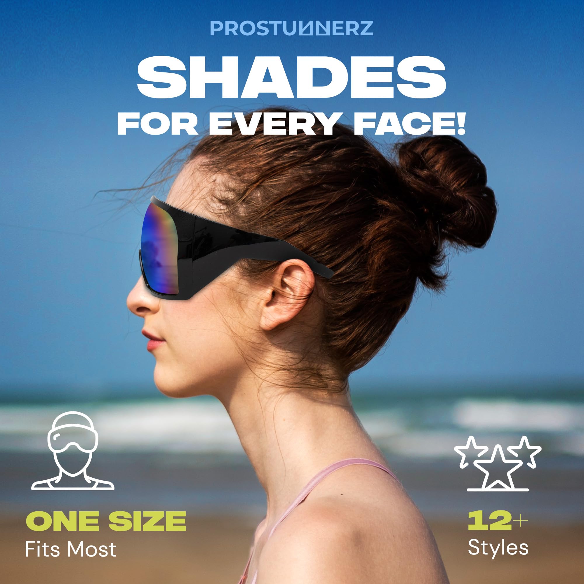 Übergroße Anti-Beschlag-Sonnenbrille mit komplettem Pflegeset, stilvoll und futuristisch für Damen, Herren und einige Jugendliche
