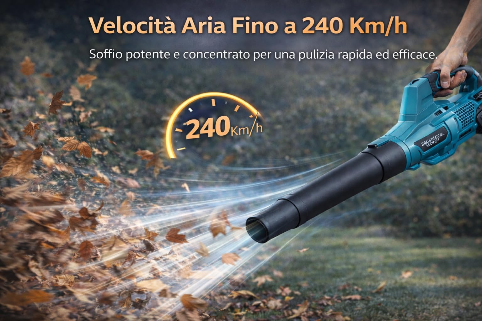 Soffiatore a Batteria 88V con 2 Batterie 4.0Ah, 2 Anni di Garanzia, 240 km/h, 20000 RPM, 6 Velocità Regolabili, Soffiatore Foglie Elettrico con Caricabatteria e Ugelli Inclusi