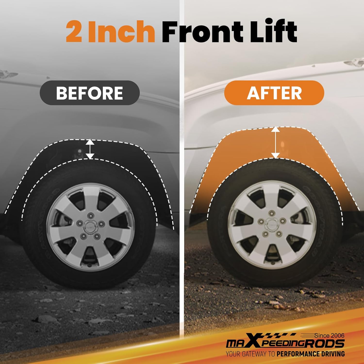 maXpeedingrods 2" Leveling Lift Kit for Dodge Ram 1500 2WD 2009-2023 for V8 only Front Coil Spring w/Shocks