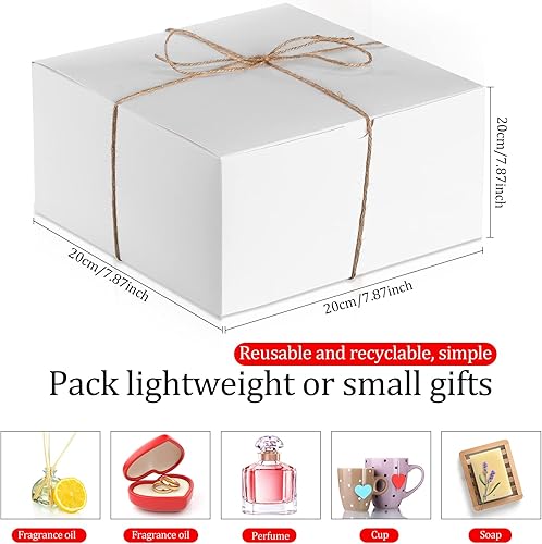 Miniatura 2 de Yexiya Paquete de 100 cajas de regalo de 8 x 8 x 4 pulgadas con tapas para bodas, damas de honor, propuestas, cajas de regalo con cintas para el día