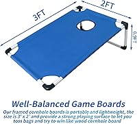 Vista 2 de Juego de Cornhole portátil con marco de PVC con 2 tablas de Cornhole plegables, 8 bolsas de frijoles y funda de transporte, mini juego de cornhole