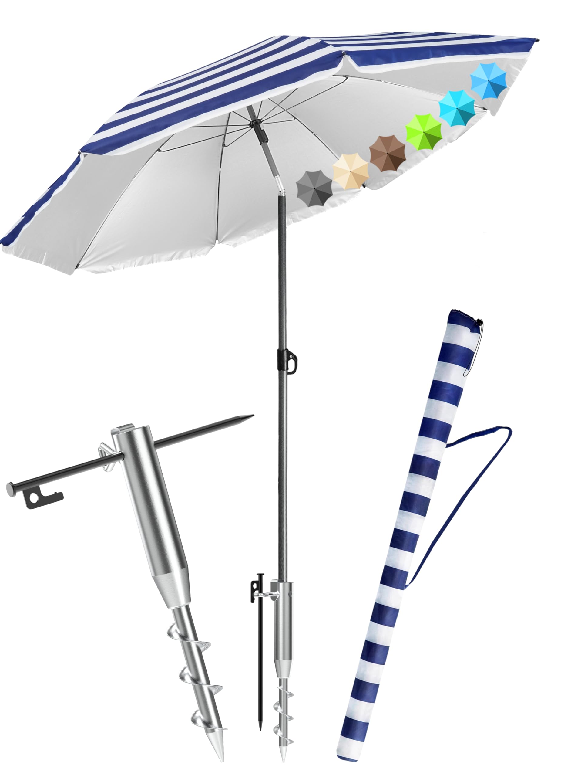 4smile Sonnenschirm Strand SunnyJoy - UPF 50+ Strandschirm Ø 180 cm - Strandschirm windfest stabil als sicherer Sonnenschutz Strand und Balkon, Sonnenschirm mit Schutzhülle