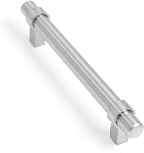 Miniatura 6 de BirdRock Home Mango contemporáneo, níquel cepillado, paquete de 25 unidades, armario de cocina de 5 pulgadas, herrajes para gabinetes, cajones,