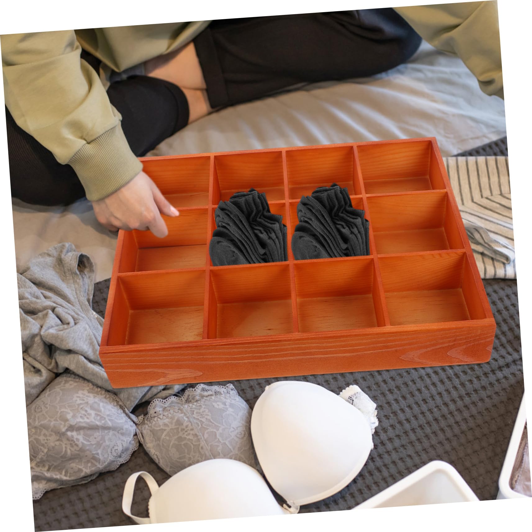 Holz Schubladenorganizer mit 12 Fächern für Kommode