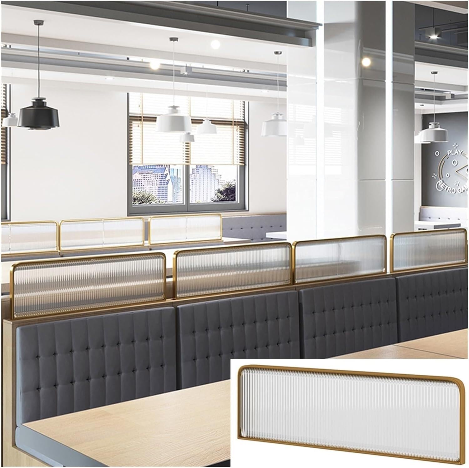 ZYCHSJXA Iron Dividers For Dining Areas Countertop Low Fence Privacy Screen Panel Workspace Office Restaurant Glass Partitions(Gold,40x90cm/15.74x35.43in)