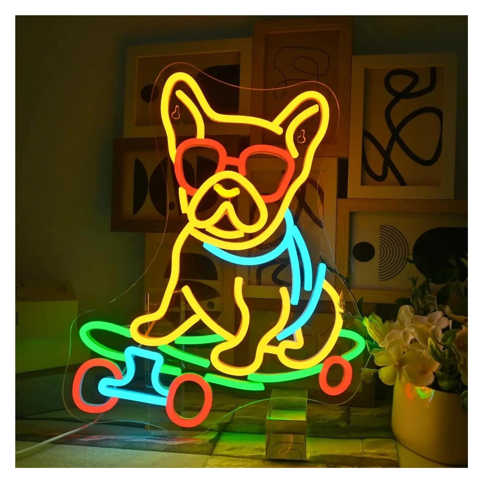 LEMST Signs Lamp Dachshund Dog Neon Sign Pet Shop Light Dimmable USB Powered for Skate Shops Pet Shop Living Room Wall Decor 30.4cmx38cm