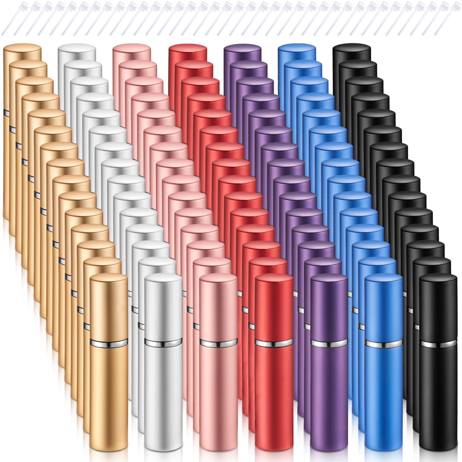 Motiskyy 105 Pcs 5ml Mini Perfume Atomizer Refillable Travel Spray Bottles Bulk Empty Dispenser Kit for Perfume Makers with Refill Pump Transfer Tool for Outgoing Fragrance Vendor Samples