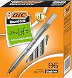 BIC Round Stic Xtra Life Ballpoint Pens - Medium Point 1.0mm, Ultra Long Lasting and Consistent Ink Flow, Pack of 96 Black Pens