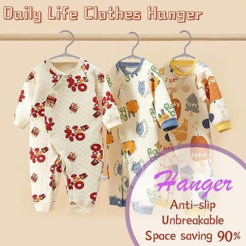 Miniatura 6 de trusir Paquete de 100 perchas de plástico para niños, perchas antideslizantes para ropa para niños, color gris claro, 100 unidades