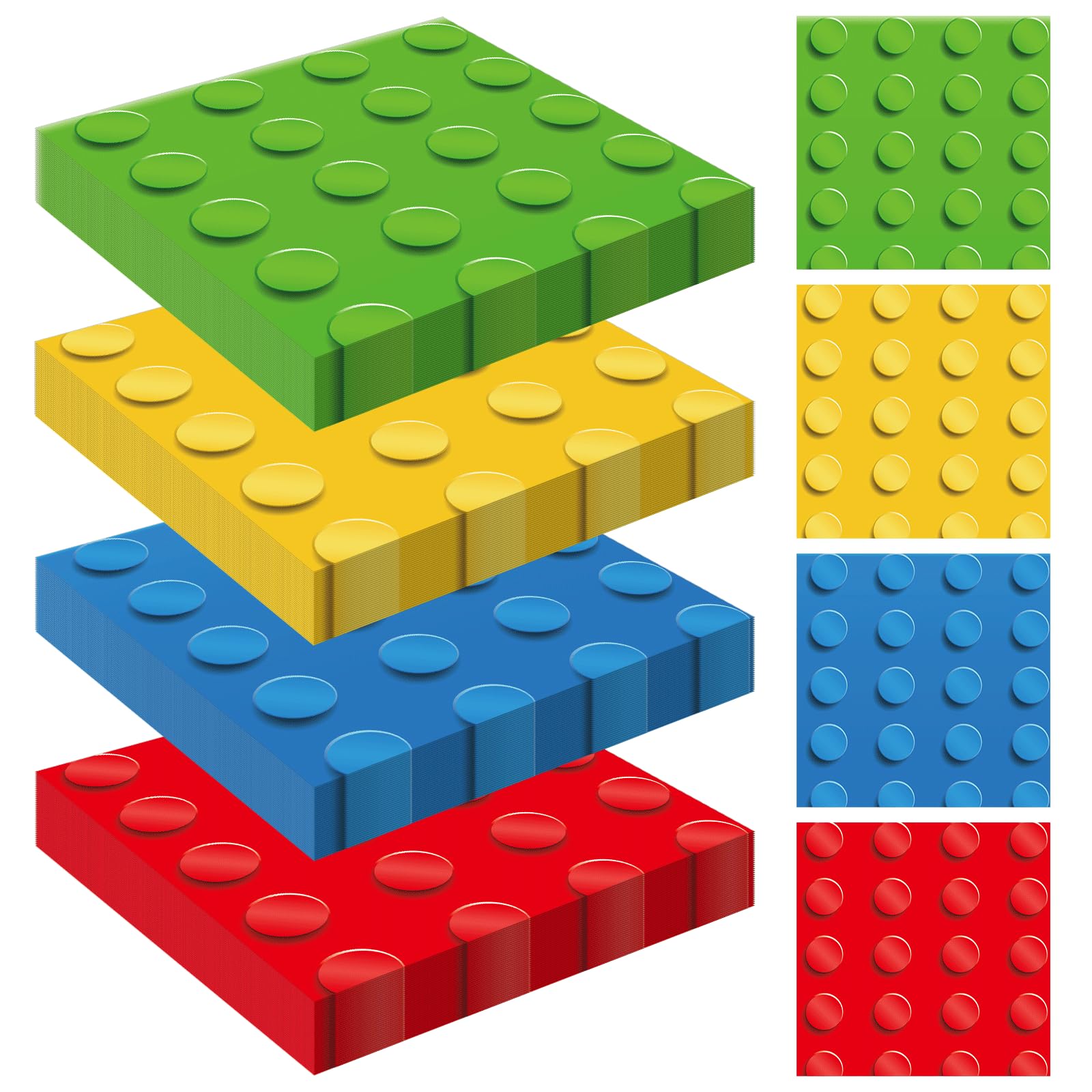 Wiooffen 60PCS Building Blocks Paper Napkins Disposable Colorful Blocks Bricks Party Napkins Supplies Building Bricks Hand Paper Napkins Beverage