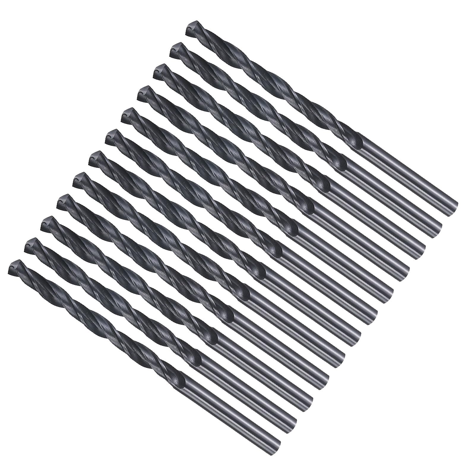 METALLIXITY Drill Bit (4.2mm) 12Pcs, 4241 High-Speed Steel Straight Shank Nitriding Black 118° for Wood Plastic Iron Copper Aluminum Low Soft Metal