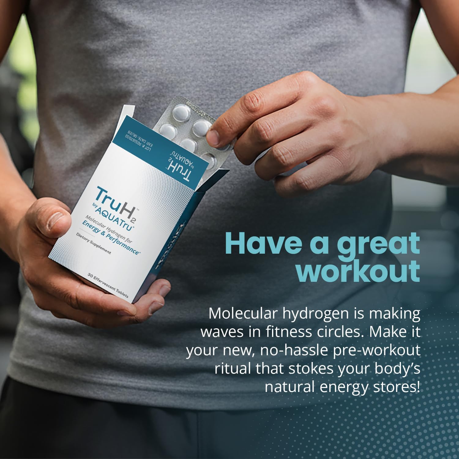 TruH2 by AquaTru Molecular Hydrogen Tablets | with Magnesium | Pre-Workout Supplement | Power Your Workouts with Molecular Hydrogen (H2) | 8 PPM Tablets | Dissolve in Water | 30 Tablets (30 Servings)