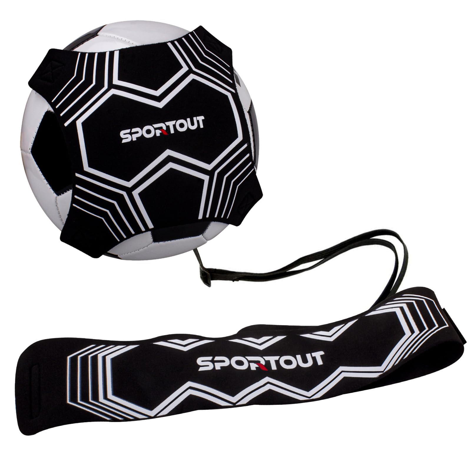 SPORTOUT Football Kick Trainer, Hands Free Solo Practice, Adjustable Soccer Training Waist Belt, Soccer Training Aid for Kids Adults, Football Training Equipment Universal Fits Size 3,4,5 Footballs