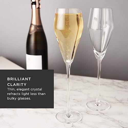 Miniatura 4 de Viski Angled Prosecco - Copas de vino espumosas transparentes de tallo largo, juego de regalo de copas de champán de tallo largo, cristalería