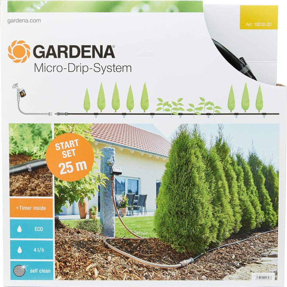 Gardena Start Set Pflanzreihen M automatic: Micro-Drip-System zur schonenden, wassersparenden Gartenbewässerung von Reihenpflanzungen (13012-20)