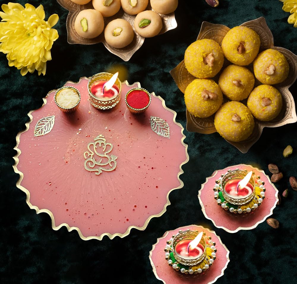 Epoxity Diya Making Resin Art kit | with Leaf Tealight Candle | for Diwali Home Decoration Diya Lights 1