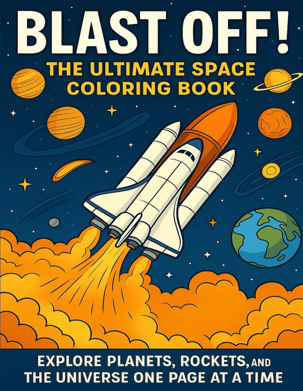 BLAST OFF! THE ULTIMATE SPACE COLORING BOOK: EXPLORE PLANETS, ROCKETS, AND THE UNIVERSE — ONE PAGE AT A TIME!