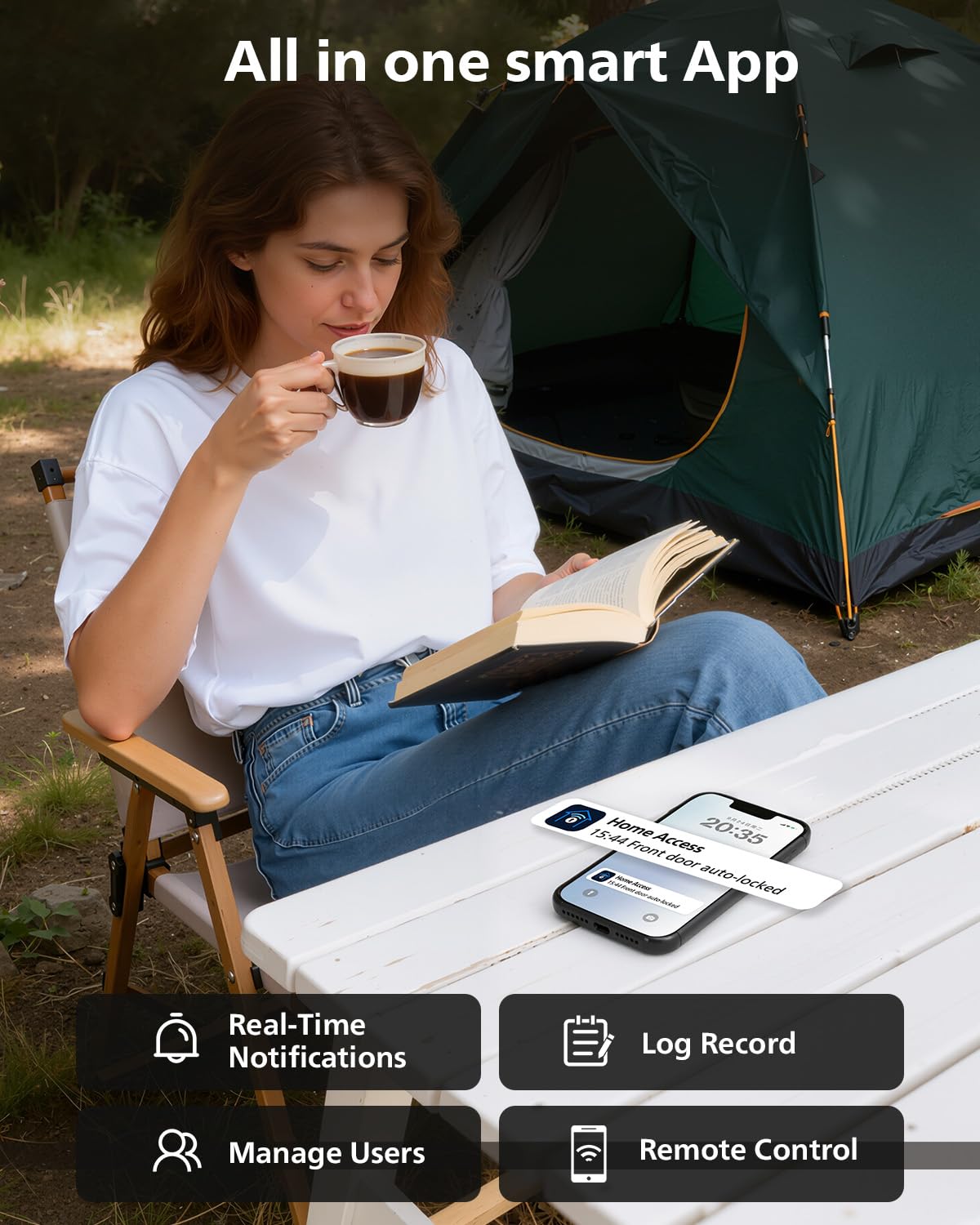 Philips Built-in WiFi Smart Lock + 2 Levels, Smart Locks for Front Door, Digital Keypad Deadbolt with Handle, Fingerprint, PIN Code, App Remote Control & Voice Unlock, Keyless Entry, Auto Locking