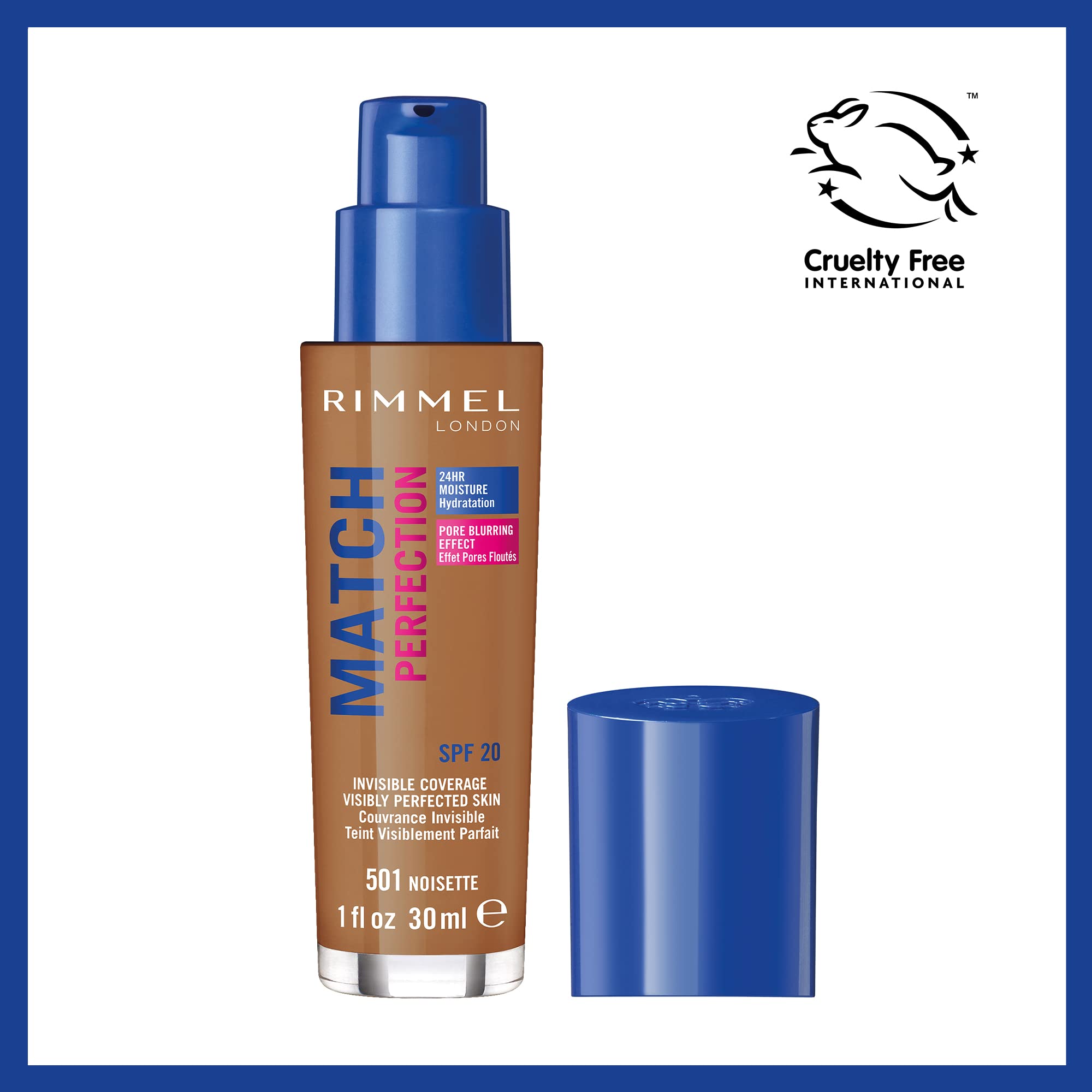 Image secondaire de Rimmel London Match Perfection Foundation, SPF 20, 501 Noisette, 30 ml