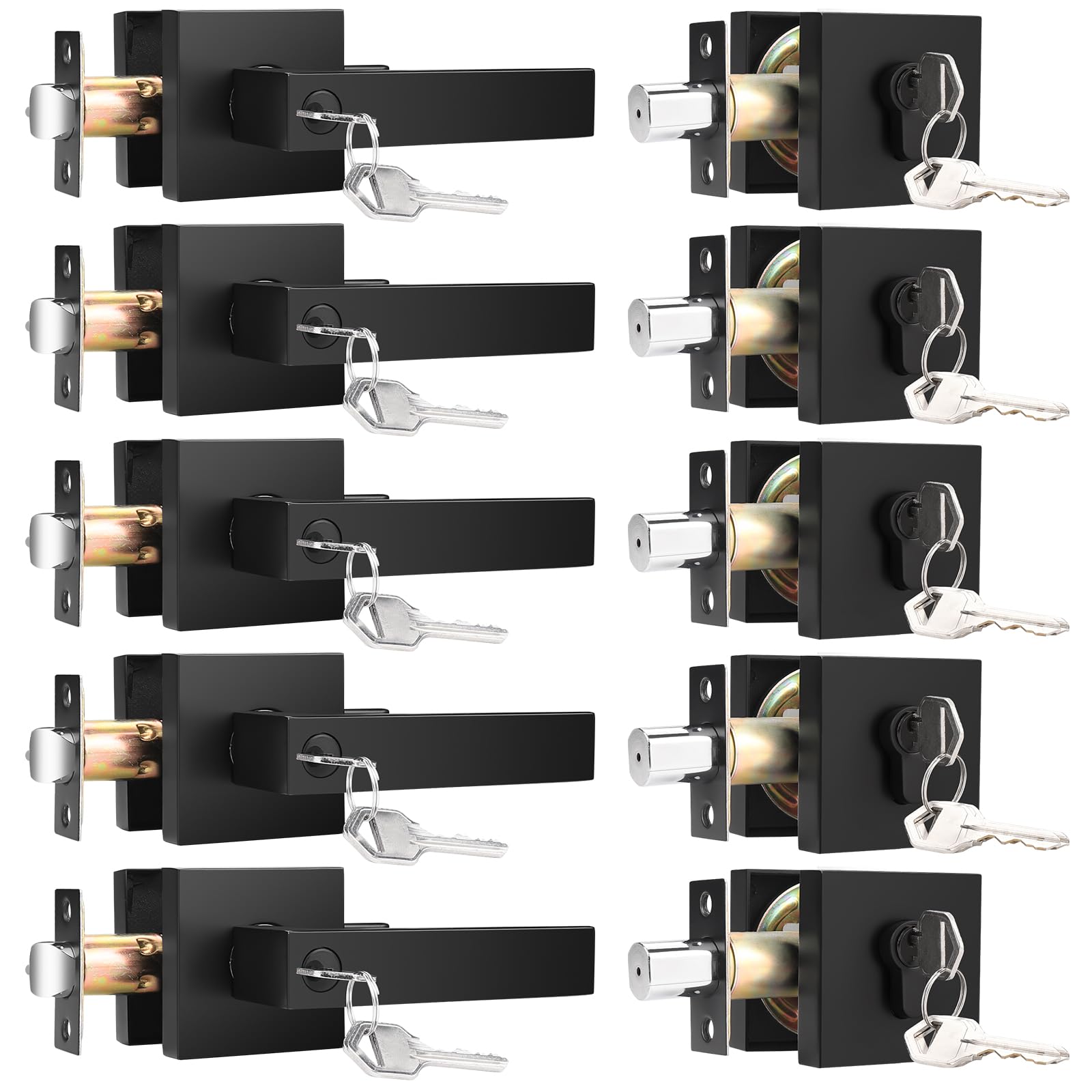 KNOBWELL Matte Black Door Knob & Deadbolt Set -12